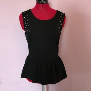 Black Peplum Top with Studs
